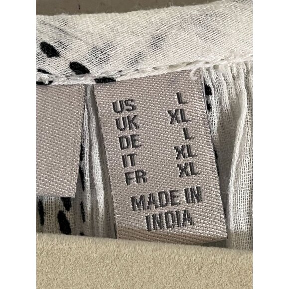 Logo Coastal Tunic Top L White Striped Boho Western Resort Tassel Classic 80s - Picture 2 of 11